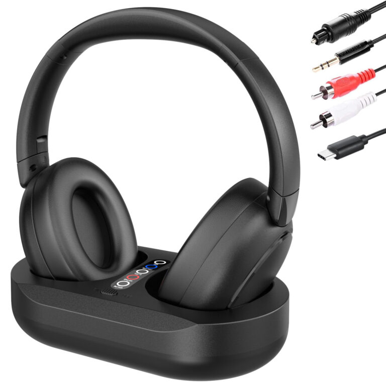 Dual-Mode 2.4G and Bluetooth Wireless TV Headphones with Receiver