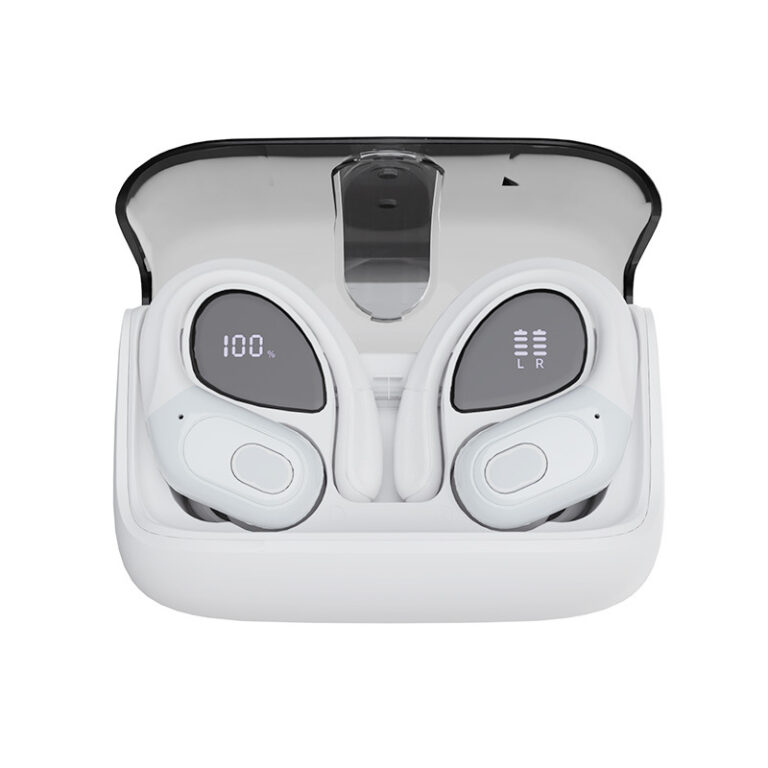 Waterproof Bluetooth 5.4 Ear-Hook Earbuds with LED Display and Noise Cancelling