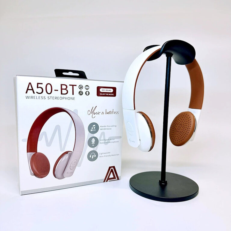 A50-BT retro wireless Bluetooth headphones – compact over-ear headset with vintage design for B2B export