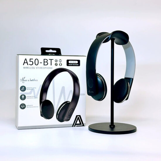 A50-BT retro wireless Bluetooth headphones – compact over-ear headset with vintage design for B2B export