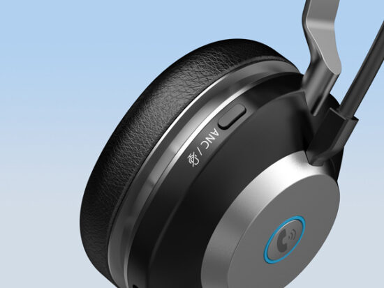 BT-882M Wireless Bluetooth ANC Headset with Microphone – Over-Ear Office Headphones in Black and Silver for Calls and Work