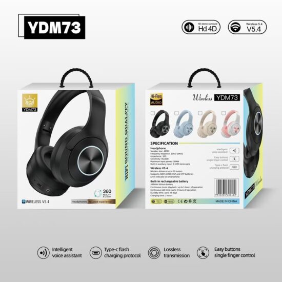 Wireless Bluetooth over-ear gaming headset with RGB lighting and ENC microphone