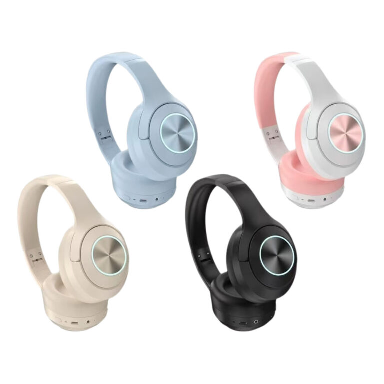 Wireless Bluetooth over-ear gaming headset with RGB lighting and ENC microphone