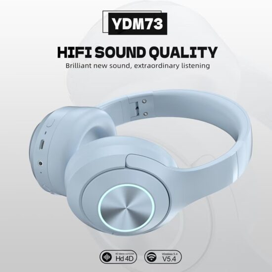 Wireless Bluetooth over-ear gaming headset with RGB lighting and ENC microphone