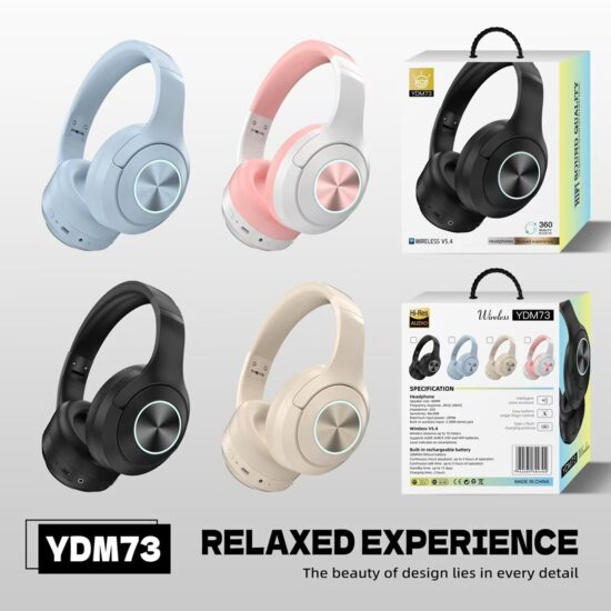 Wireless Bluetooth over-ear gaming headset with RGB lighting and ENC microphone