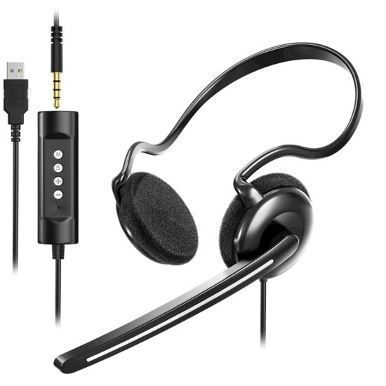 Factory Direct Lightweight Rear-Hook Type-C USB Wired Headset with Microphone for Computer Call Center, Gaming, and Conference Use