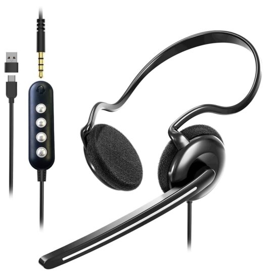 Factory Direct Lightweight Rear-Hook Type-C USB Wired Headset with Microphone for Computer Call Center, Gaming, and Conference Use