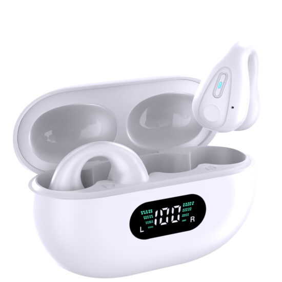 Wireless Clip-On Bluetooth Earphone with Long Battery and Noise Cancelling