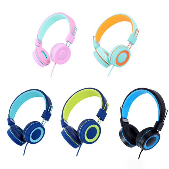 Colorful Wired Kids Headphones for Online Learning and School Use