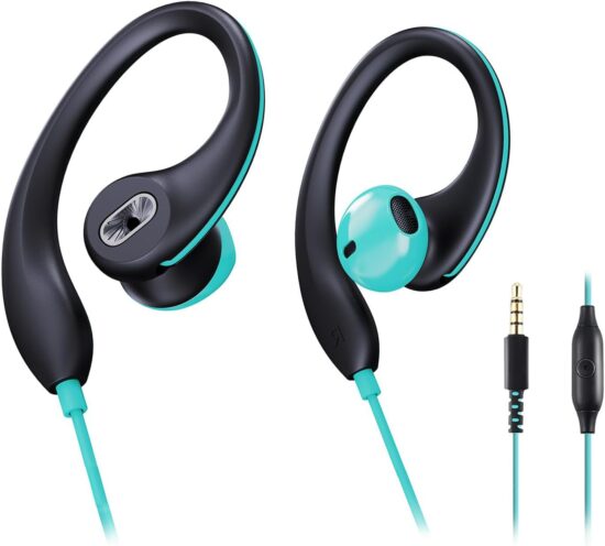 MUCRO Wired Sports Earhook Headphones with Mic – 3.5mm Jack