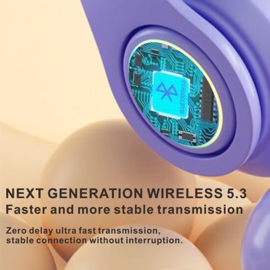 Gradient Color LED Wireless Bluetooth Over-Ear Headphones with Wired Mic