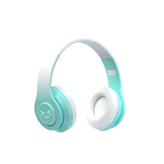 Gradient Color LED Wireless Bluetooth Over-Ear Headphones with Wired Mic