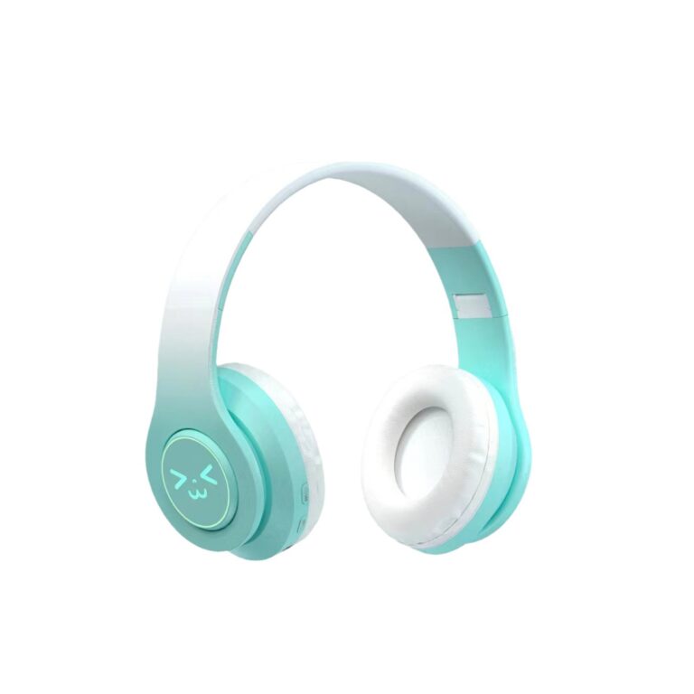 Gradient Color LED Wireless Bluetooth Over-Ear Headphones with Wired Mic