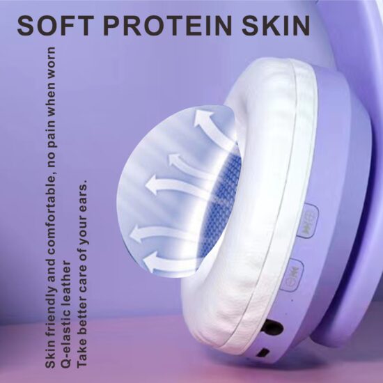 Gradient Color LED Wireless Bluetooth Over-Ear Headphones with Wired Mic