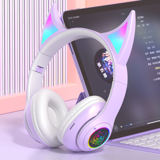 LED Cat Ear Bluetooth Headphones for Gaming and Music