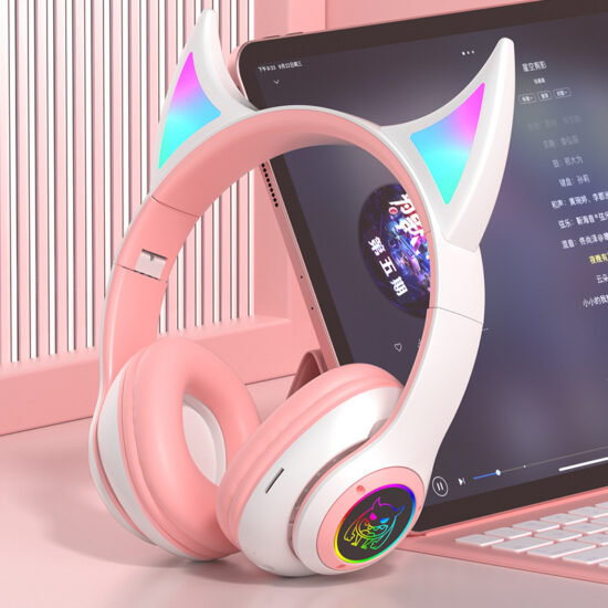 LED Cat Ear Bluetooth Headphones for Gaming and Music