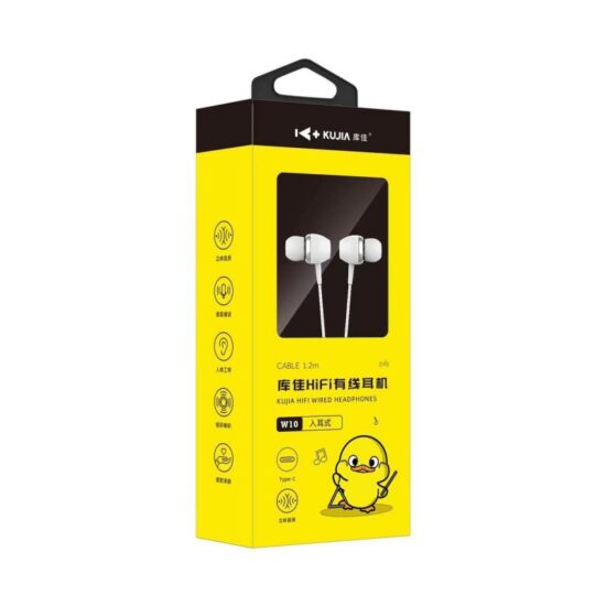 KuJia W07 In-Ear Wired Earphones with Microphone and Deep Bass – Universal 3.5mm Plug