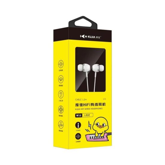 KuJia W07 In-Ear Wired Earphones with Microphone and Deep Bass – Universal 3.5mm Plug