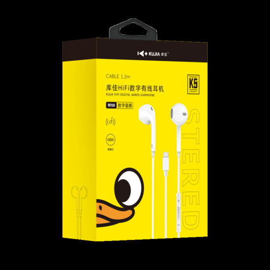 KuJia W07 In-Ear Wired Earphones with Microphone and Deep Bass – Universal 3.5mm Plug