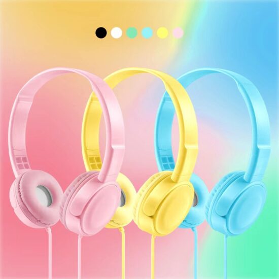 MZ-026 Wired Kids Headphones in Macaron Colors with Built-in Microphone – Comfortable Over-Ear Design for Learning and Entertainment