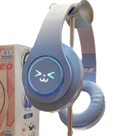  Gradient macaron color foldable wireless Bluetooth over-ear headphones with cartoon design