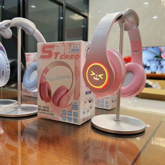  Gradient macaron color foldable wireless Bluetooth over-ear headphones with cartoon design