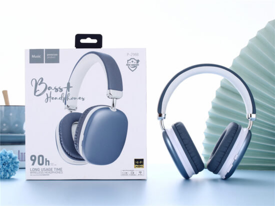P-2988 Bluetooth Over-Ear Headphones with Long Battery Life and Stereo Sound