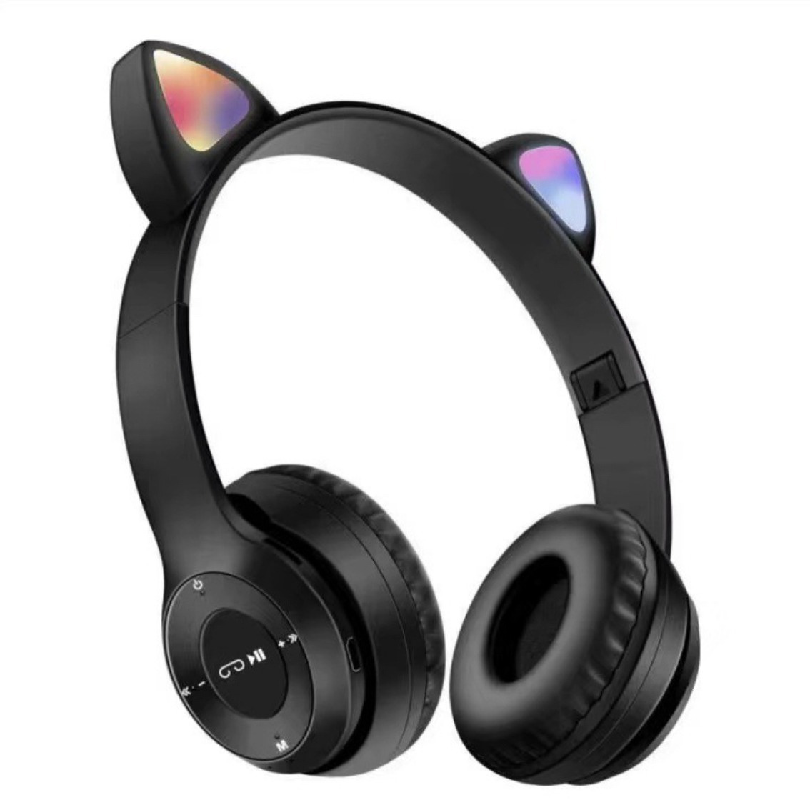 P47M Cat Ear Wireless Bluetooth Headphones with LED Lights – Foldable Over-Ear Headset