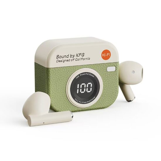 Q86 Retro Camera Wireless Bluetooth Earbuds with Long Battery Life and ENC

