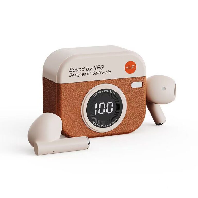 Q86 Retro Camera Wireless Bluetooth Earbuds with Long Battery Life and ENC