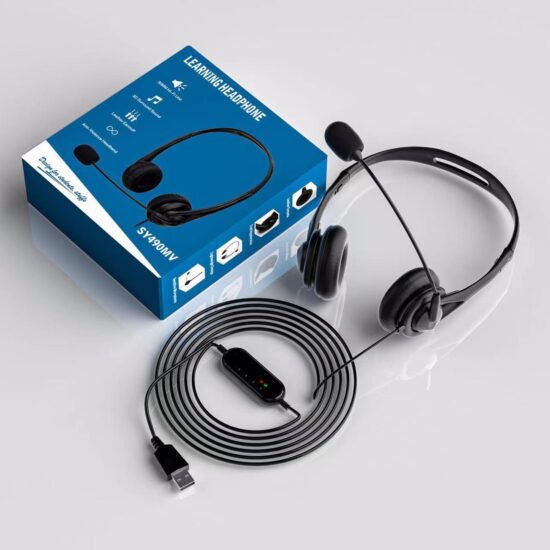 USB Wired Headset with Microphone – Over-Ear Headphones for Student Exams, Call Centers, Business Use & PC Audio Learning