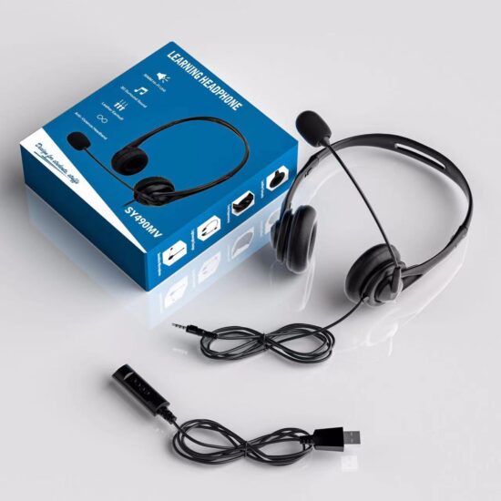 USB Wired Headset with Microphone – Over-Ear Headphones for Student Exams, Call Centers, Business Use & PC Audio Learning