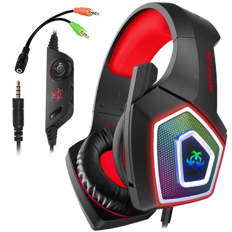 V1 RGB Wired Gaming Headset with Bass and Over-Ear Design for PS4, PC, Xbox
