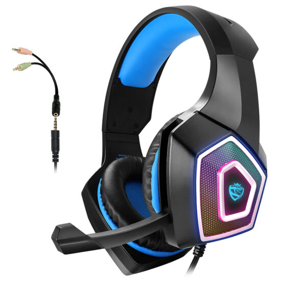 V1 RGB Wired Gaming Headset with Bass and Over-Ear Design for PS4, PC, Xbox

