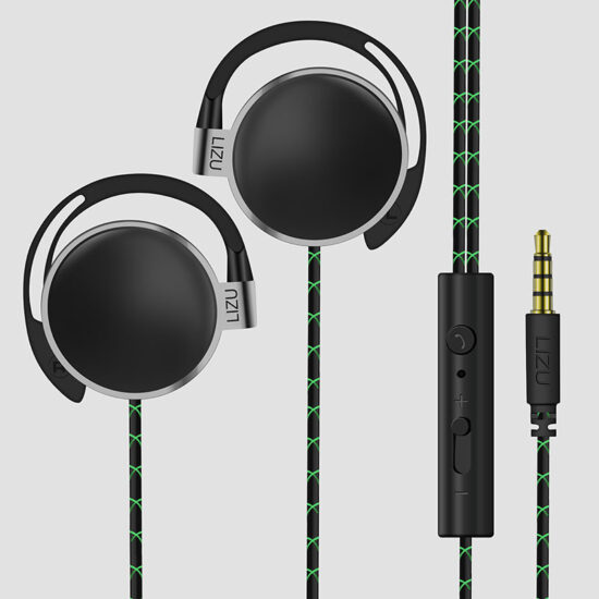  Wired Ear-Hook Stereo Headphones with Mic for Mobile Phone